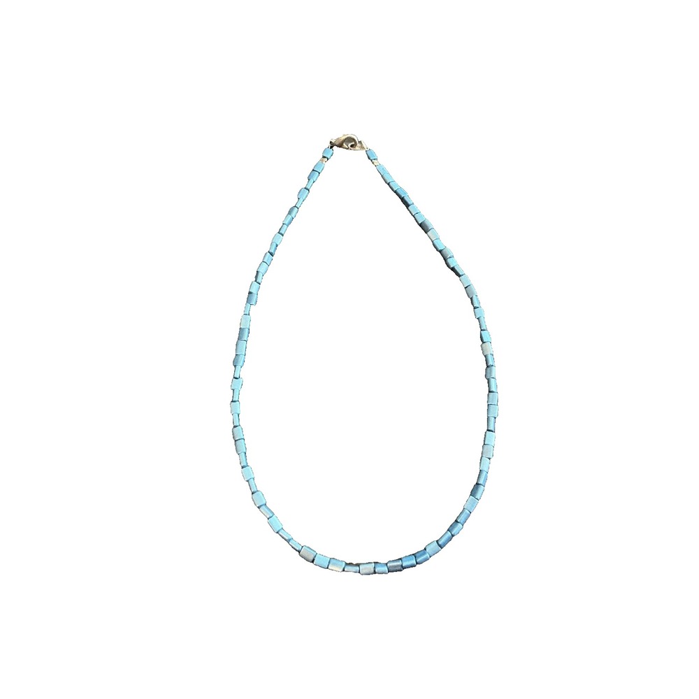 Blue Beaded Necklace 16"